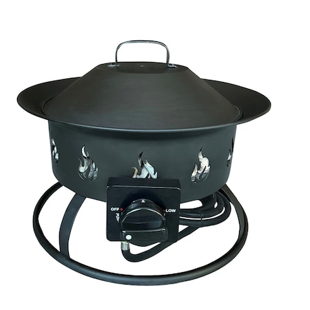 Hiland Round Portable Camp Fire Pit in Black AFP-CMP-RND